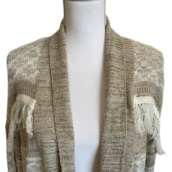 Natural Reflections Cardigan Women's Size XL Beige Neutral Fringe Boho Coastal - Picture 2 of 12